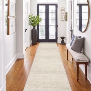 Art&Tuft Washable Runner Rug - 2x8 Hallway Runner Rug Non-Slip, Soft Low Pile Kitchen Rug Runners for Hallways, Entryway, Bedroom, Living Room, Beige