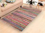 Marubhumi Reversible Area Runner Chindi Rug for Bedroom, Living Room, Kitchen, or Laundry Room 100% Recycled Cotton (Multi Color, L-4 x W-6 Feet (48" x 72")