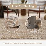 Collive Hallway Runner Rug, 2' x 5' Soft Washable Tan Contemporary Modern Laundry Room Indoor Hand-Woven Cotton Carpet for Bedroom Entryway Front Door Farmhouse Kitchen