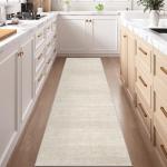 Art&Tuft Washable Runner Rug - 2x8 Hallway Runner Rug Non-Slip, Soft Low Pile Kitchen Rug Runners for Hallways, Entryway, Bedroom, Living Room, Beige