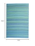 Fab Habitat Outdoor Rug - Waterproof, Fade Resistant, Crease-Free - Premium Recycled Plastic - Striped - Large Patio, Deck, Sunroom, Camping, RV - Cancun - Turquoise & Moss Green - 6 x 9 ft