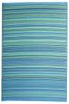 Fab Habitat Outdoor Rug - Waterproof, Fade Resistant, Crease-Free - Premium Recycled Plastic - Striped - Large Patio, Deck, Sunroom, Camping, RV - Cancun - Turquoise & Moss Green - 6 x 9 ft