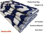 BalajeesUSA Recycled Outdoor Plastic Patio Rugs Clearance Waterproof RV Camper Rug Large Reversible mats 6'x9' Blue & White 20317