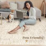 Beige 8x10 Washable Moroccan Geometric Rug