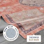 Beverly Rug Non Slip Rugs 5x7 Boho Medallion Floral Non Skid Rubber Backing Easy Silk Soft Area Rug for Living Room Easy to Clean Non Shedding Kitchen Bedroom Indoor Carpet (5 x 7 Orange - Cream)
