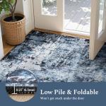 Navy Blue 8x10 Washable Area Rug for Living Spaces