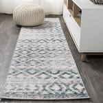 Eyely ROS206A-210 Silk Orchid Ancient Faded Trellis Indoor Runner Rug Bohemian;Casual;Transitional;Vintage, Bedroom, Kitchen, Living Room, Easy-Cleaning, Non-Shedding, 2 X 10, Gray/Turquoise