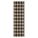 Lahome Checkered Easy Jute Runner Rug, 2x8 Hallway Kitchen Runner Rug Non Slip Washable Outdoor Carpet for Entryway Indoor, Checkerboard Black Indoor Outdoor Carpet for Hallway 8ft Entry