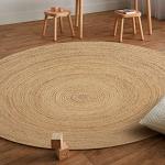 Rug Area Rugs Natural Jute 4' Round for Livingroom Bedroom Washable Reversible RagRug Braided Carpet Farmhouse Kitchen Indoor Outdoor Area Runner Mat for Hallway, Entryway,Garage, Patio