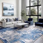Washable Non-Slip Area Rug 5'x7' - Blue Grey
