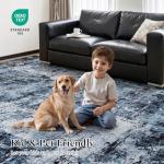 Navy Blue 8x10 Washable Area Rug for Living Spaces