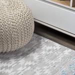 Eyely ROS206A-210 Silk Orchid Ancient Faded Trellis Indoor Runner Rug Bohemian;Casual;Transitional;Vintage, Bedroom, Kitchen, Living Room, Easy-Cleaning, Non-Shedding, 2 X 10, Gray/Turquoise