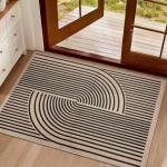 Tangsoo Rainbow Easy Jute Rug,2x3 Washable Small Area Outdoor Rug for Entryway Non-Slip Thin Black Throw Mat Modern Farmhouse Indoor Carpet for Entrance Kitchen Entry Front Porch
