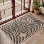 Tangsoo Rainbow Easy Jute Rug,2x3 Washable Small Area Outdoor Rug for Entryway Non-Slip Thin Black Throw Mat Modern Farmhouse Indoor Carpet for Entrance Kitchen Entry Front Porch