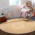 Rug Area Rugs Natural Jute 4' Round for Livingroom Bedroom Washable Reversible RagRug Braided Carpet Farmhouse Kitchen Indoor Outdoor Area Runner Mat for Hallway, Entryway,Garage, Patio