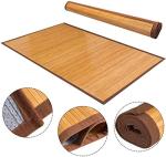 HAPPYGRILL Bamboo Area Rug, 5 x 8 Feet Floor Carpet, Floor Mat with Anti-Slip Backing, Easy Care,Indoor Roll-up Runner Rug for Bedroom, Living Room, Entryway