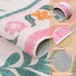 Anidaroel 5x7 Pink Floral Rugs for Bedroom Girls, Washable Area Rugs for Living Room Soft Boho Nursery Rug Non Slip Low Pile Kids Playroom Rug Indoor Throw Carpet for Dorm Bedside
