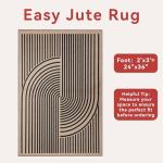 Tangsoo Rainbow Easy Jute Rug,2x3 Washable Small Area Outdoor Rug for Entryway Non-Slip Thin Black Throw Mat Modern Farmhouse Indoor Carpet for Entrance Kitchen Entry Front Porch