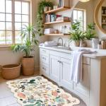 Washable 2x3 Entryway Scalloped Rug: Floral Thin Door Mat Non Slip Water Resistant Kitchen Bathroom Area Rug Indoor Ultra Soft Carpet for Laundry Nursery Living Room Bedroom Soft Floor Mat (2x3,Cream)