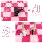 Quntue Checkered Rugs for Bedroom, 4x6 Ultra Fluffy Fuzzy Shag Area Rug for Living Room, Modern Plush Soft Upgrade Non-Slip Carpet for Girls and Kids Room Dorm Nursery Home Decor, Pink and Hot Pink