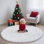 yulidayang White Fluffy Round Area Rugs for Bedroom,3'X3'Shag Circle Area Rugs for Girls Room,Non Slip Fuzzy Plush Rug for Kids Room Living Room and Dorm Home Decor Rug