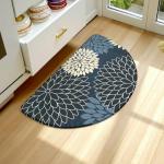 KIMODE Half Circle Kitchen Mats for Floor Cushioned Anti Fatigue,Semi Round Floral Boho Kitchen Rug Non Slip,Waterproof Kitchen Carpet Decor for Sink Laundry Bathroom,Blue Multi