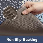 KIMODE Half Circle Kitchen Mats for Floor Cushioned Anti Fatigue,Semi Round Floral Boho Kitchen Rug Non Slip,Waterproof Kitchen Carpet Decor for Sink Laundry Bathroom,Blue Multi