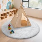 yulidayang White Fluffy Round Area Rugs for Bedroom,3'X3'Shag Circle Area Rugs for Girls Room,Non Slip Fuzzy Plush Rug for Kids Room Living Room and Dorm Home Decor Rug