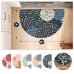 KIMODE Half Circle Kitchen Mats for Floor Cushioned Anti Fatigue,Semi Round Floral Boho Kitchen Rug Non Slip,Waterproof Kitchen Carpet Decor for Sink Laundry Bathroom,Blue Multi
