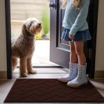 OLANLY Indoor Door Mat, 32x20, Dirt Resistant and Absorbent, Sturdy Non-Slip Rubber Backing, Easy to Clean, Washable Low-Profile Doormat for Entryway, Dark Brown