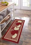 Marina Decoration Decor Luxury Non-Slip Rubber Backing Safety Ultra Water Absorbent Soft Woven Fluffy Runner Area Carpet Floor Mat Indoor Kitchen Rug, Red Apple Design Oblong Shape, 20 x 48 Inch