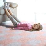 KICMOR Light Pink and White Rugs for Bedroom Girls, 4x6 Fluffy Fuzzy Checkered Shag Area Rug Shaggy Bedside Carpet, Soft Plush Cute Rug for Toddler Kids Baby Nursery Teen Dorm Living Room Home Decor