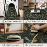 Hazo Haus 8 ft Long Hallway Runner Rug - Boho Green Rug for Kitchen Floor, Entrance Indoor, Washable Wide Runner Non Slip, Dark Green 2'6''x8'