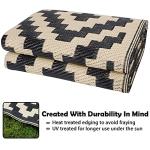 Black & Beige Waterproof Outdoor Reversible Rug 5x8 ft