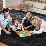 KNZE Super Soft Area Rugs for Living Room 5x7 Black, Fluffy Furry Shaggy Fuzzy Area Rug, Upgrade Anti-Skid Rectangular, High Pile Soft Throw Rug for Bedroom and Kids Room, Home Decor Aesthetic