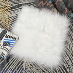 Molain 25 cm Small Rugs Fluffy Faux Fur Chair Pad Cover Rug Fuzzy Cushion Photography Props Background Nail Mat Carpet Christmas Party Decorative Home Living Room Sofa Bedroom Floor (White Square)