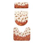 Mintulipy Maple Leave Toilet Cover Sets for Bathroom 3 Piece Thanksgiving Non-Slip Bathroom Rug Ultra Soft Standard Toilet Lid Cover Fits Most Round, Elongated and Oblong Lids
