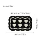 DBJOY Bathroom Modern Rugs Non-Slip Black with White Mats Funny Heart Design Washable Bath Rugs Microfiber (BlackA-Double Heart, 2'8"x1'8"(Oblong))