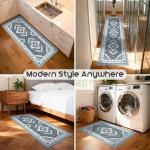 ArtyCozy 3-Piece Boho Washable Kitchen Runner Rug Sets, Soft Faux Wool Carpet Runners with Non-Slip Backing, Stain & Water Resistant Long Mats for Hallway, Laundry, 20"x32" + 20"x48" + 20"x59", Grey