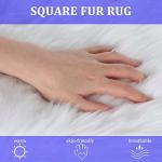 Molain 25 cm Small Rugs Fluffy Faux Fur Chair Pad Cover Rug Fuzzy Cushion Photography Props Background Nail Mat Carpet Christmas Party Decorative Home Living Room Sofa Bedroom Floor (White Square)