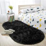 ISEAU Oval Fluffy Rug Carpets, Modern Plush Shaggy Area Rugs for Kids Bedroom Extra Comfy Cute Nursery Mat Bedside Rug for Boys Girls Room Home Decor Mats, 2.6 x 5.3ft, Black