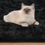 ISEAU Oval Fluffy Rug Carpets, Modern Plush Shaggy Area Rugs for Kids Bedroom Extra Comfy Cute Nursery Mat Bedside Rug for Boys Girls Room Home Decor Mats, 2.6 x 5.3ft, Black