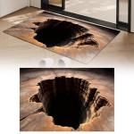 Bottomless 3D Optical Illusion Rug Hole, Floor Rugs That Looks Like A Hole, Front Door Mat Indoor Outdoor Entrance, Non-Slip Doormat for Bedroom, Living Room, Porch, Patio Porch Entryway (40x60cm)