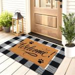 SofterCharm Area Rug, 2’4’’ x 3’7’’ Black and White Checkered Rug Plaid Outdoor Rugs, Soft Machine Washable Cotton Woven Welcome Mat Area Rugs for Home Decor, Bedroom, Doormat, Balcony, Porch, Patio