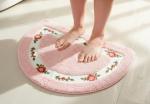 Sytian Romantic Rose Flower Bath Mat - Super Soft Non-Slip Absorbent Rug for Bathroom Bedroom Living Room and Entryway (Pink, 15.7 x 23.6 Inches, Semicircular)