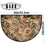 Bardic Leopard Skin Half Round Front Porch Door Mat, Animal Tiger Print Semicircular Non-Slip Floor Mat Entry Area Rug for Indoor Outdoor