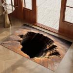 Bottomless 3D Optical Illusion Rug Hole, Floor Rugs That Looks Like A Hole, Front Door Mat Indoor Outdoor Entrance, Non-Slip Doormat for Bedroom, Living Room, Porch, Patio Porch Entryway (40x60cm)