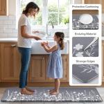 SofterCharm Kitchen Mats for Floor, Kitchen Rugs Sets of 2, Cushioned Anti Fatigue Mats for Kitchen Floor, Non-Slip Kitchen Decor, Water Resistant Kitchen Rug for Home, Kitchen, 17.3"x30"+17.3"x47"