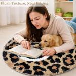 Dripykiaa Cheetah 8 Ball Rug Room Decor 24" Round Leopard Print Room Decor, Soft Plush Area Rug for Trendy Bedroom, Living Room, Dorm, Modern Aesthetic Home Accents for Women & Teens