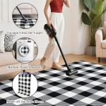 SofterCharm Area Rug, 2’4’’ x 3’7’’ Black and White Checkered Rug Plaid Outdoor Rugs, Soft Machine Washable Cotton Woven Welcome Mat Area Rugs for Home Decor, Bedroom, Doormat, Balcony, Porch, Patio